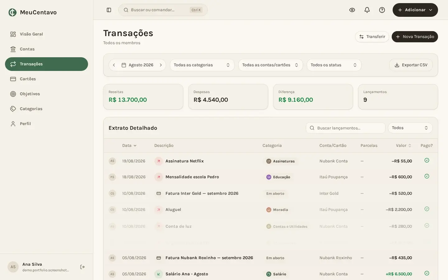 Transações